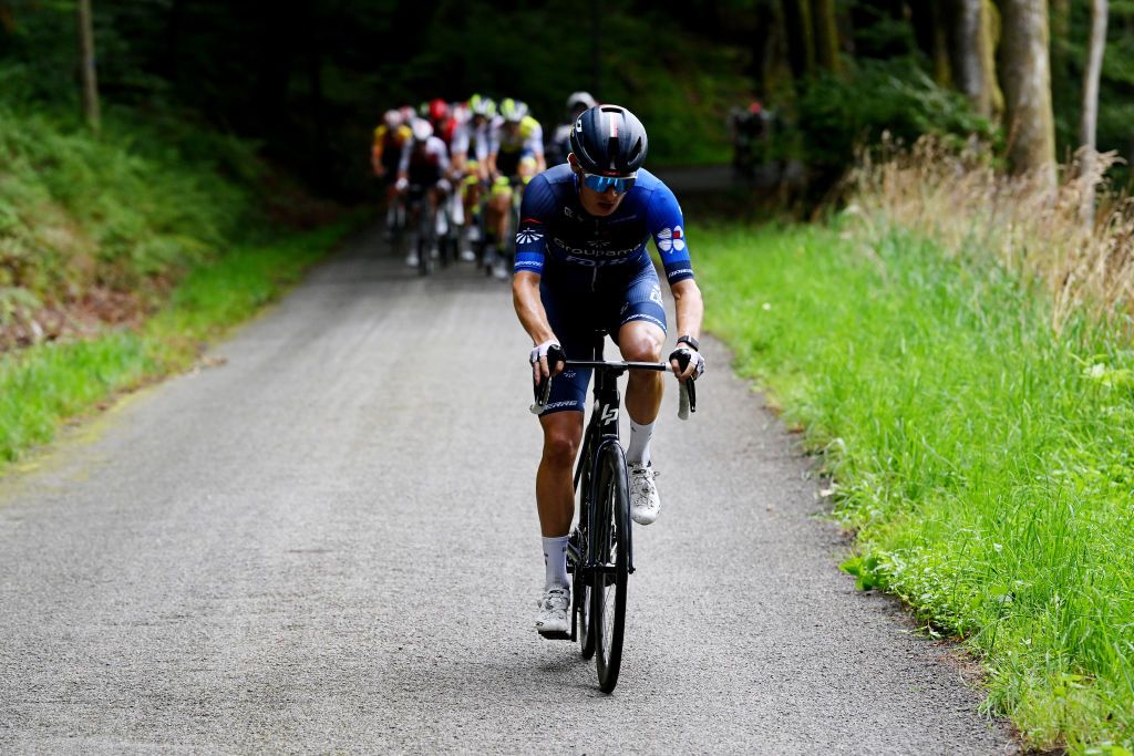 BNVENTLABBAYE FRANCE AUGUST 15 Romain Grgoire of France and Team Groupama FDJ attacks during the 56th Tour du LimousinPerigord Nouvelle Aquitaine 2023 Stage 1 a 1657km stage from RilhacRancon to BeneventlAbbaye on August 15 2023 in BeneventlAbbaye France Photo by Dario BelingheriGetty Images