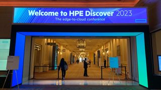 The entrance to HPE Discover 2023 conference from the Venetian hotel