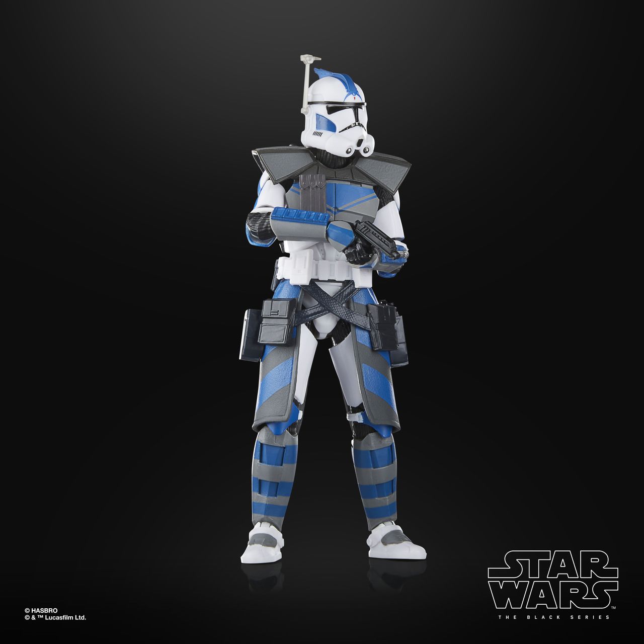 Star Wars The Black Series Arc Trooper Fives posed against a dark background