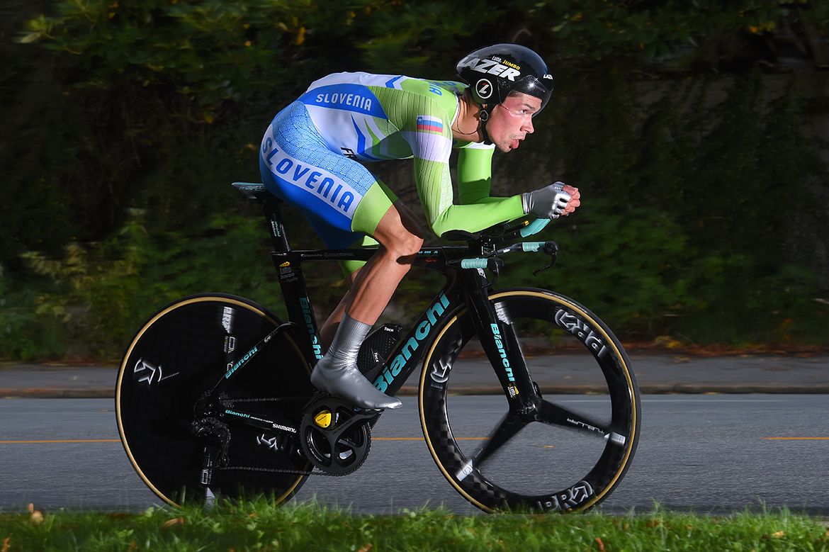 Primoz Roglic (Slovenia) rode to the silver medal