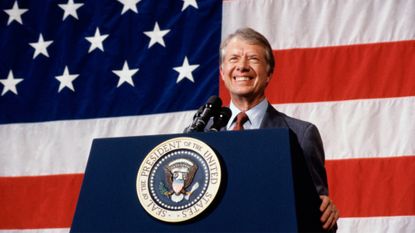 President Jimmy Carter gives a speech in Elk City, Oklahoma, on March 24, 1979.