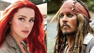 Johnny Depp as Captain Jack Sparrow and Amber Heard as Mera