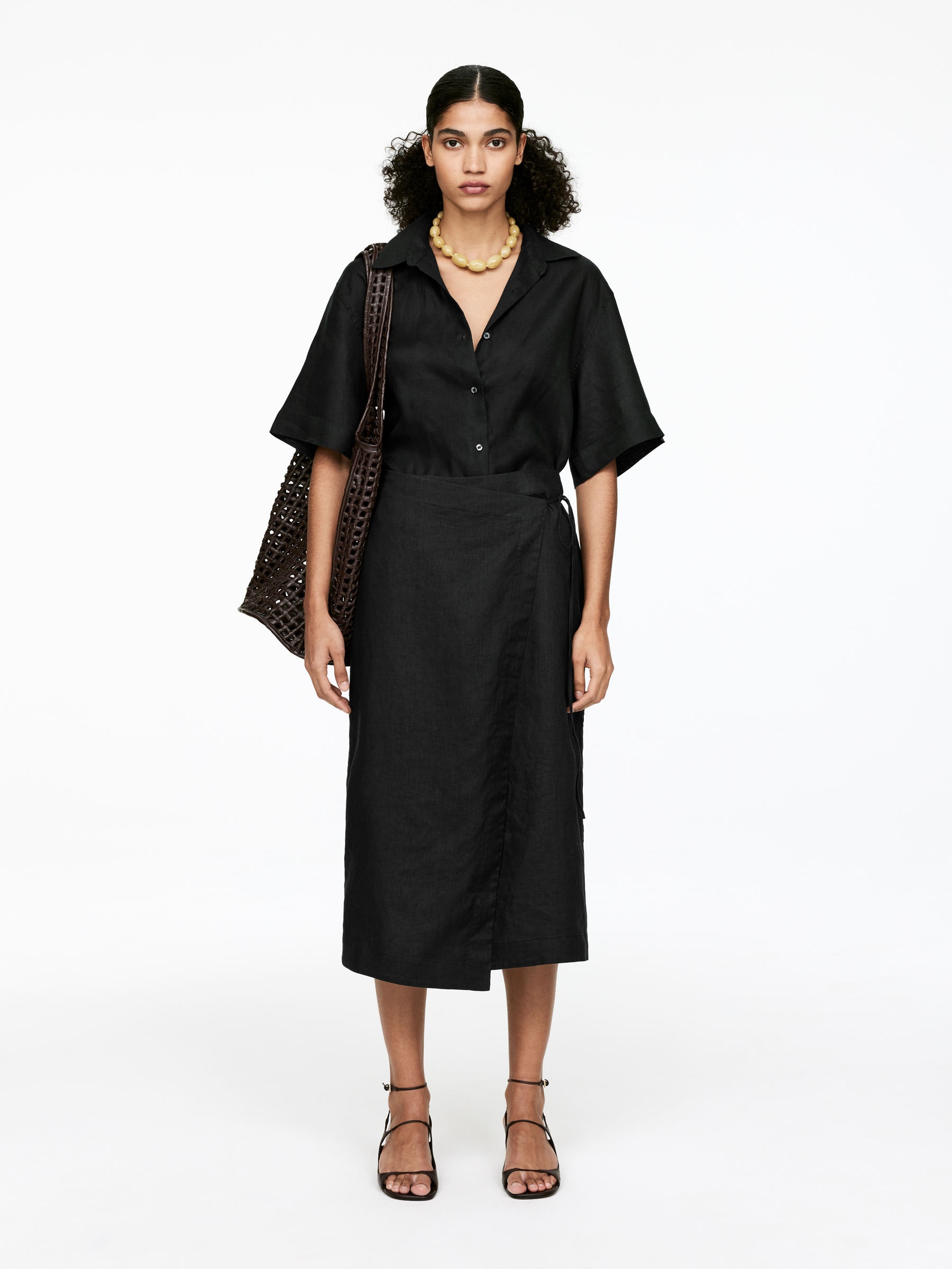 Linen Wrap Skirt – Black – Women – Arket Gb