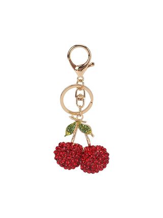 JINZHOUFZ, Jinzhoufz Lovely Fruit Cherry With Leaves Keychain Crystal Keyring Rhinestones Purse Pendant Handbag Charm (red)