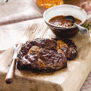 Rib Eye Steak with Barbecue Sauce
