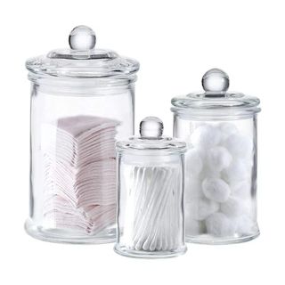 clear glass jars for storing makeup cotton pads