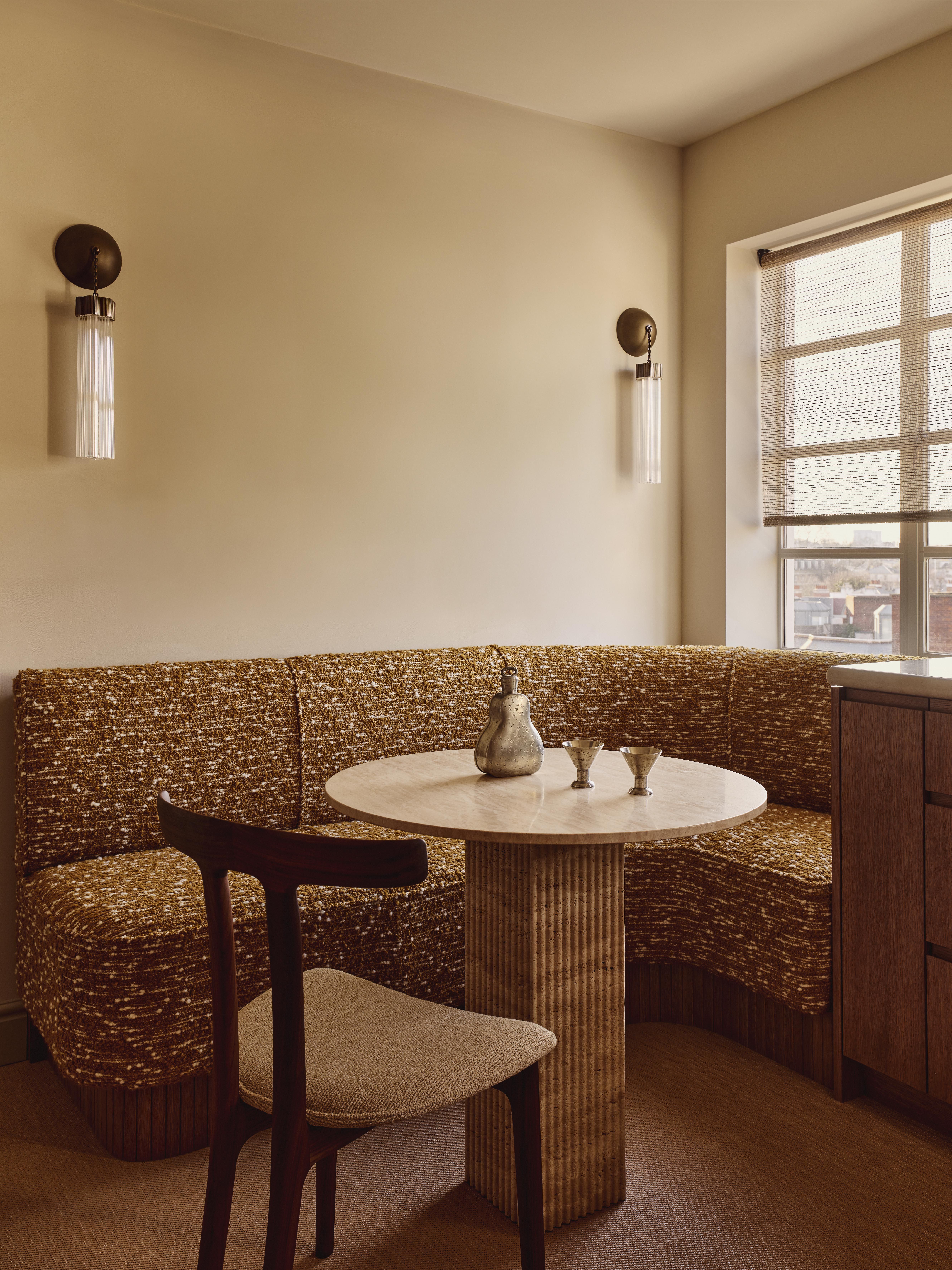 Dining nook in the corner of kitchen