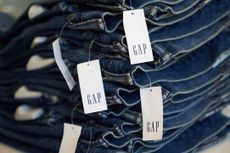 Gap price tags are seen on jeans at the Gap retail store on September 20, 2022 in Los Angeles, California