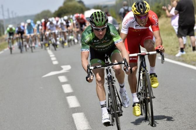 Thomas Voeckler (Europcar) instigates a breakaway with Luis Mat&eacute;