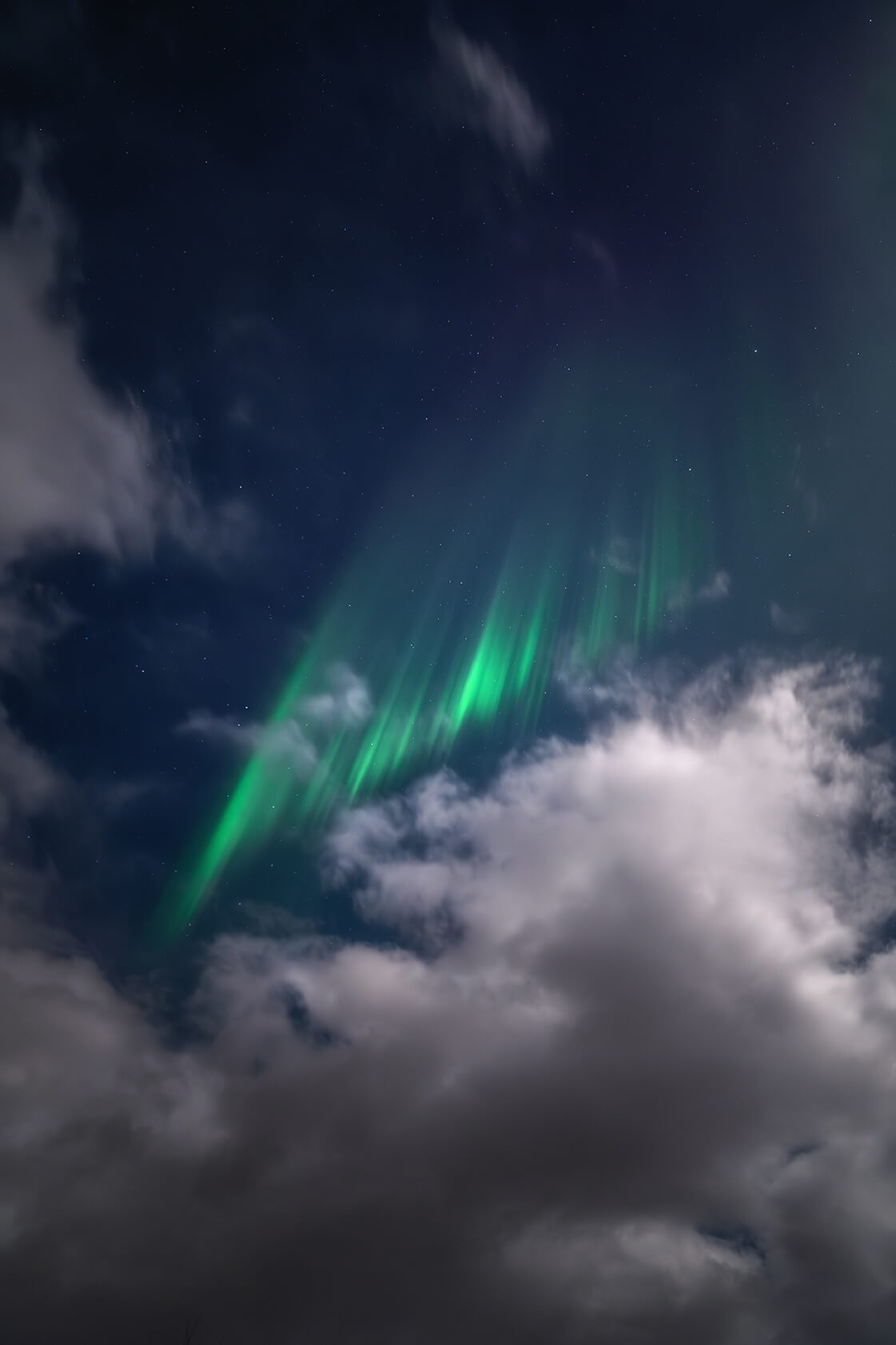 Norther Lights in clouds.