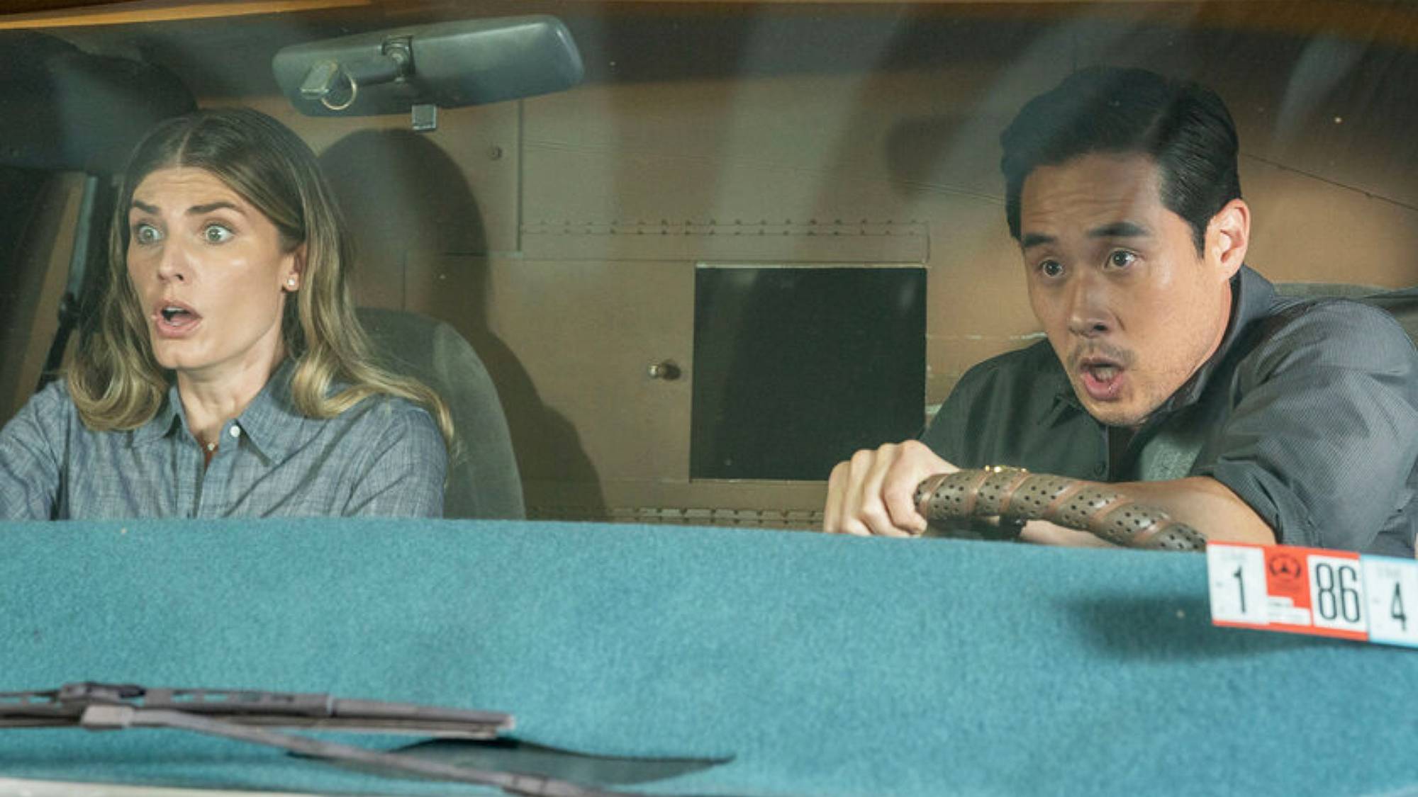 Caitlin Bassett and Raymond Lee in "Quantum Leap"