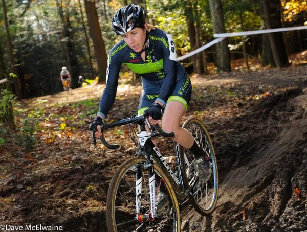 Karin Holmes (Riverside Racing) crossing through some mud