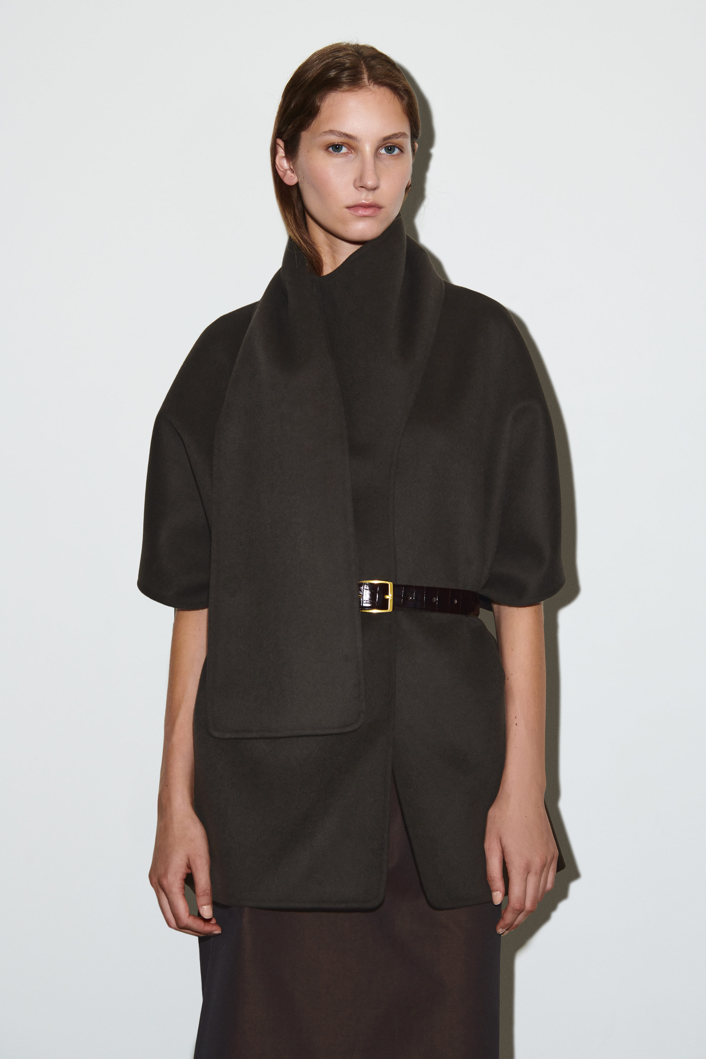 Double-Faced Wool Scarf Cape