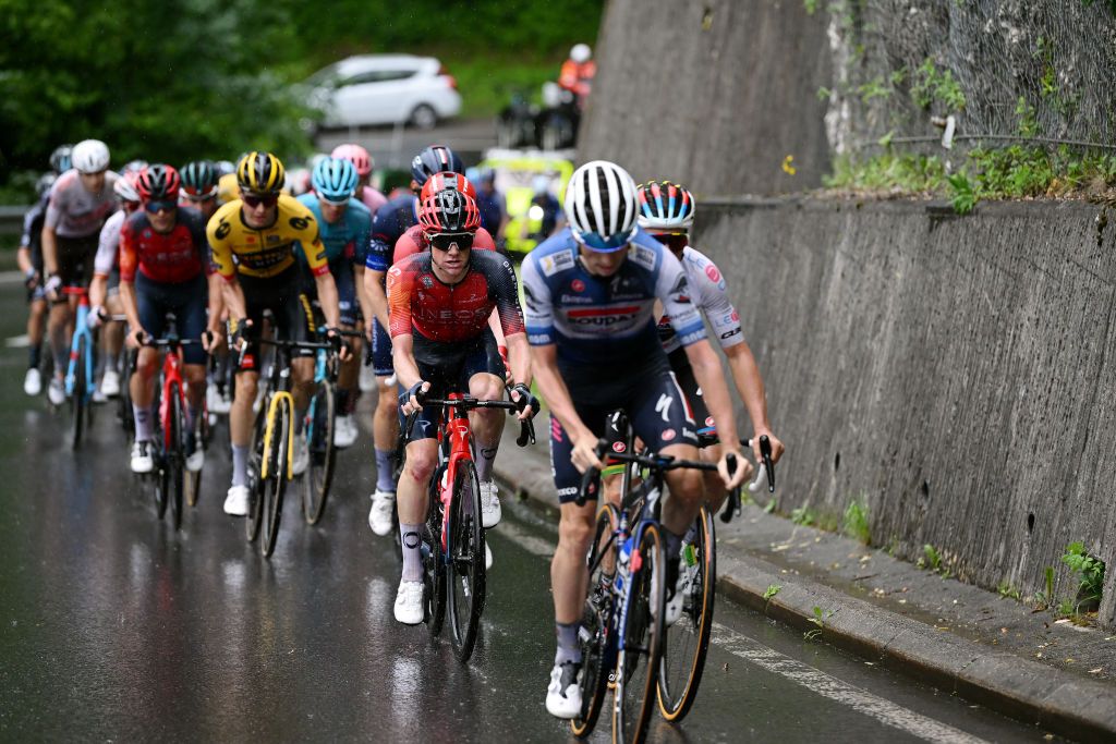 VILLARSSUROLLON SWITZERLAND JUNE 13 Ben Tulett of United Kingdom and Team INEOS Grenadiers compete during the 86th Tour de Suisse 2023 Stage 3 a 1438km stage from Tafers to VillarssurOllon 1256m UCIWT on June 13 2023 in VillarssurOllon Switzerland Photo by Dario BelingheriGetty Images