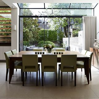 dining area with dining table chairs and garden terrace