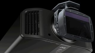 A 4K JVC projector with an external Panamorph anamorphic lens attached