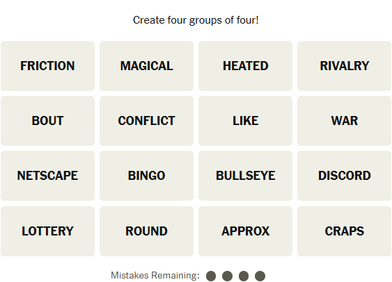 The New York Times Connections puzzle on February 4, 2026