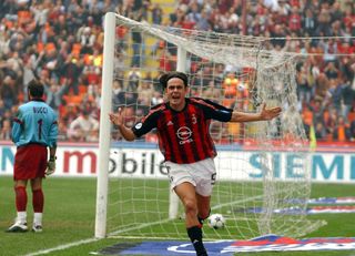 Filippo Inzaghi celebrates after scoring for AC Milan against Torino in October 2002.