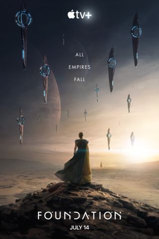 An official poster for Foundation season 2 showing Brother Day and some Empire spaceships