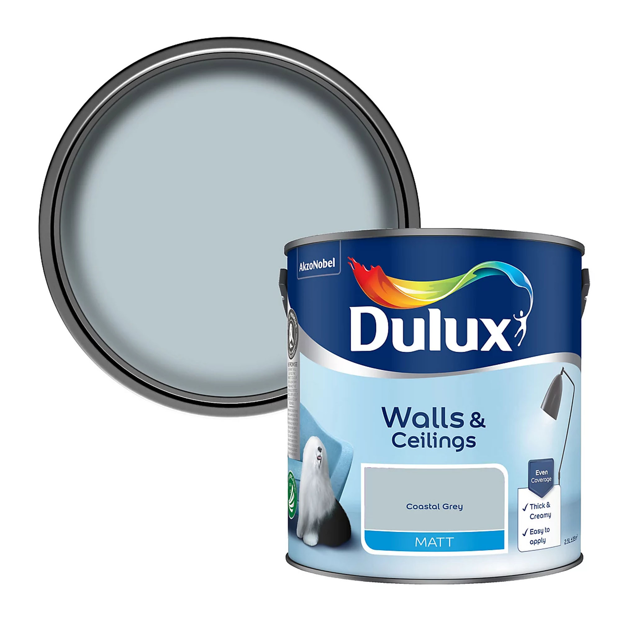 Dulux, 'Coastal Grey' Simply Refresh One Coat Matt 2.5L