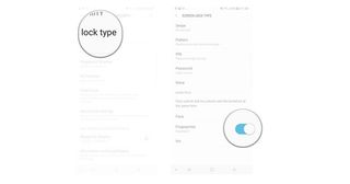 Tap Screen lock type, Tap the toggle next to fingerprints.