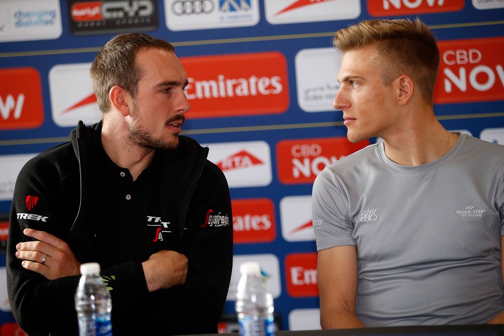 John Degenkolb and Marcel Kittel chat at the Dubai Tour press conference