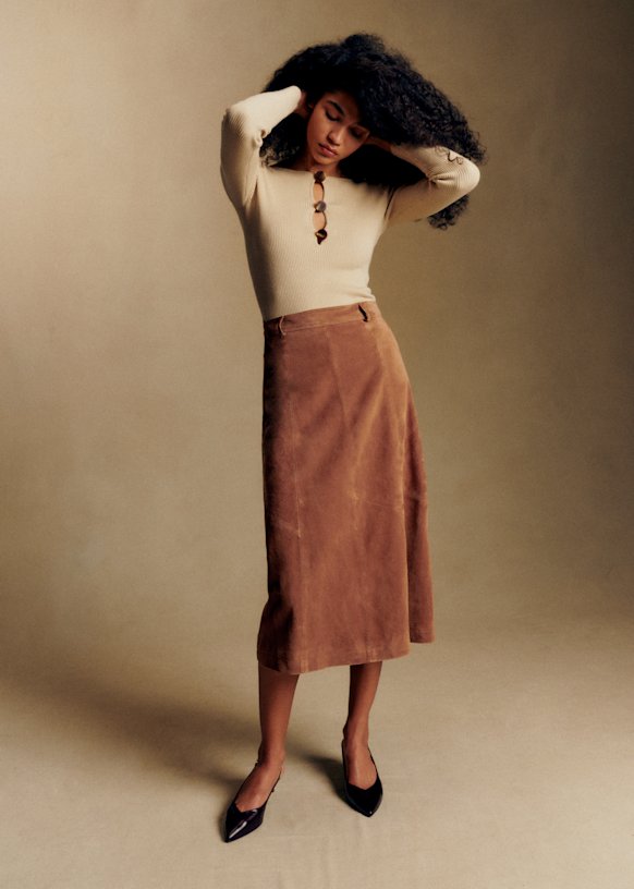 Meliora Skirt - Camel - Goat Leather - S&amp;eacute;zane