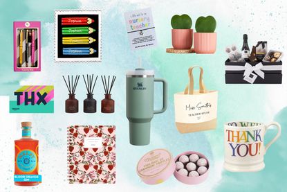 Best teacher gifts: a collage of four of the items recommended in this buying guide