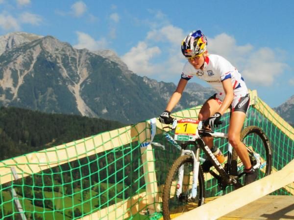 Elisabeth Osl (Central Ghost) leading on lap two