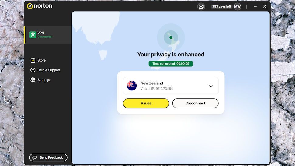 Norton VPN app running on windows