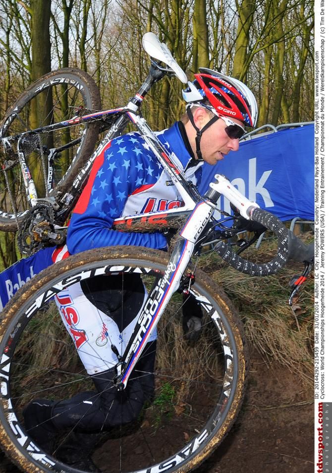US champion Jeremy Powers pre-rides the 'cross Worlds circuit in Hoogerheide