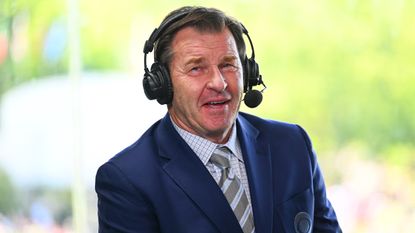 Sir Nick Faldo in the commentary box