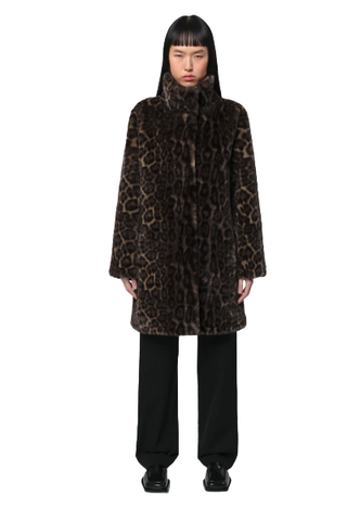 Apparis Blair Dark Leopard Mid-Length Coat