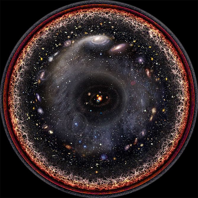 Pablo Carlos Budassi created a dazzling logarithmic visualization of the observable universe in 2013.