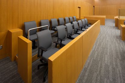 An empty jury box.