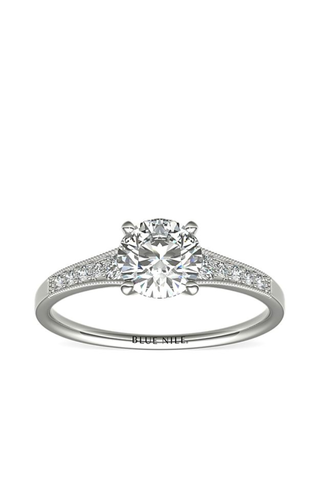 Graduated Milgrain Diamond Engagement Ring In Platinum (1/10 Ct. Tw.)