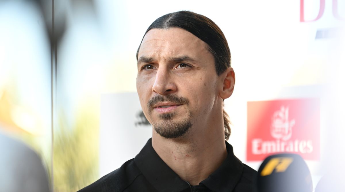 AC Milan striker Zlatan Ibrahimovic, pictured at a press conference on 12 December, 2022 in Dubai, United Arab Emirates