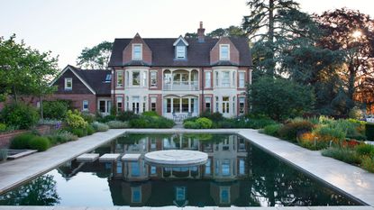 garden with a natural swim pool surrounded by planting