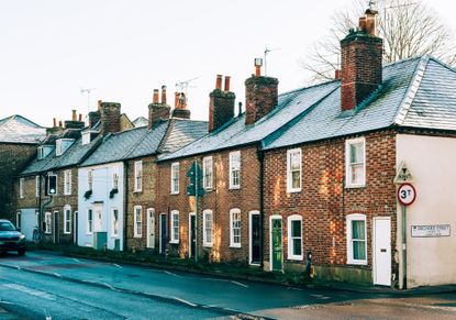 Brown brick terraced houses in the UK