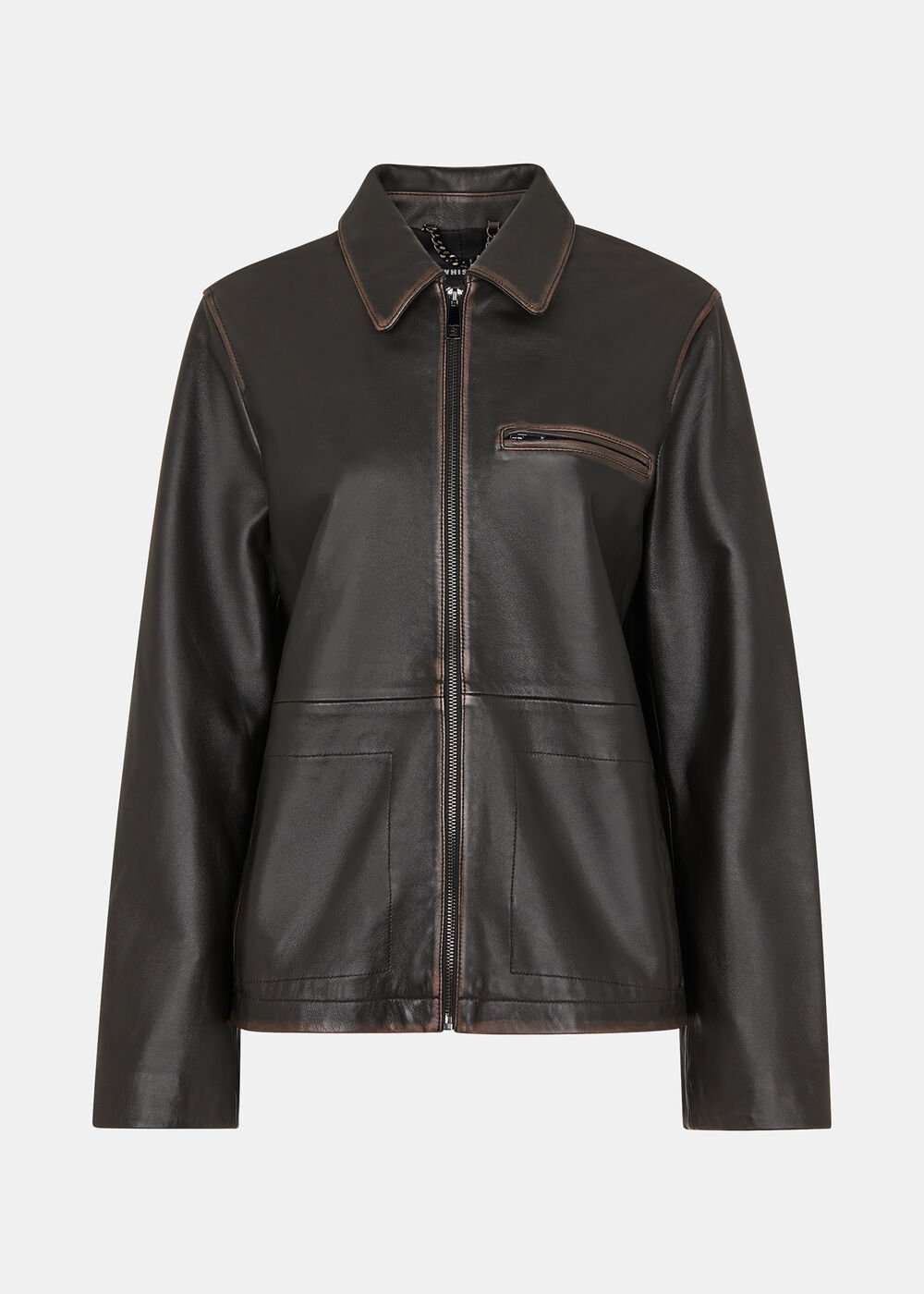 Brown Kate Burnished Leather Jacket