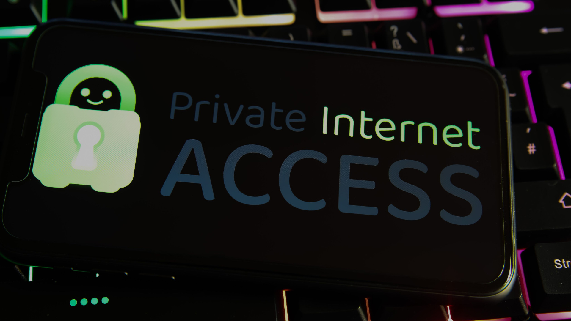 PIA logo on black keyboard