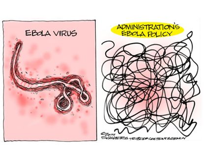 Political cartoon Obama Ebola policy
