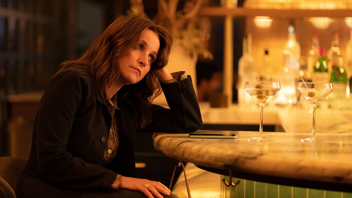 Julia Louis-Dreyfus at a bar in You Hurt My Feelings