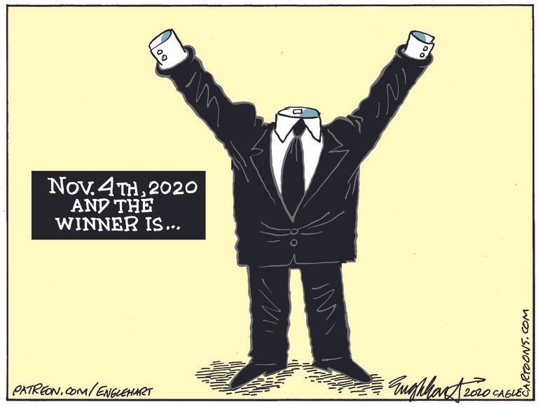 Political Cartoon U.S. Trump Biden 2020