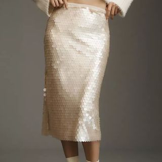 white sequin skirt