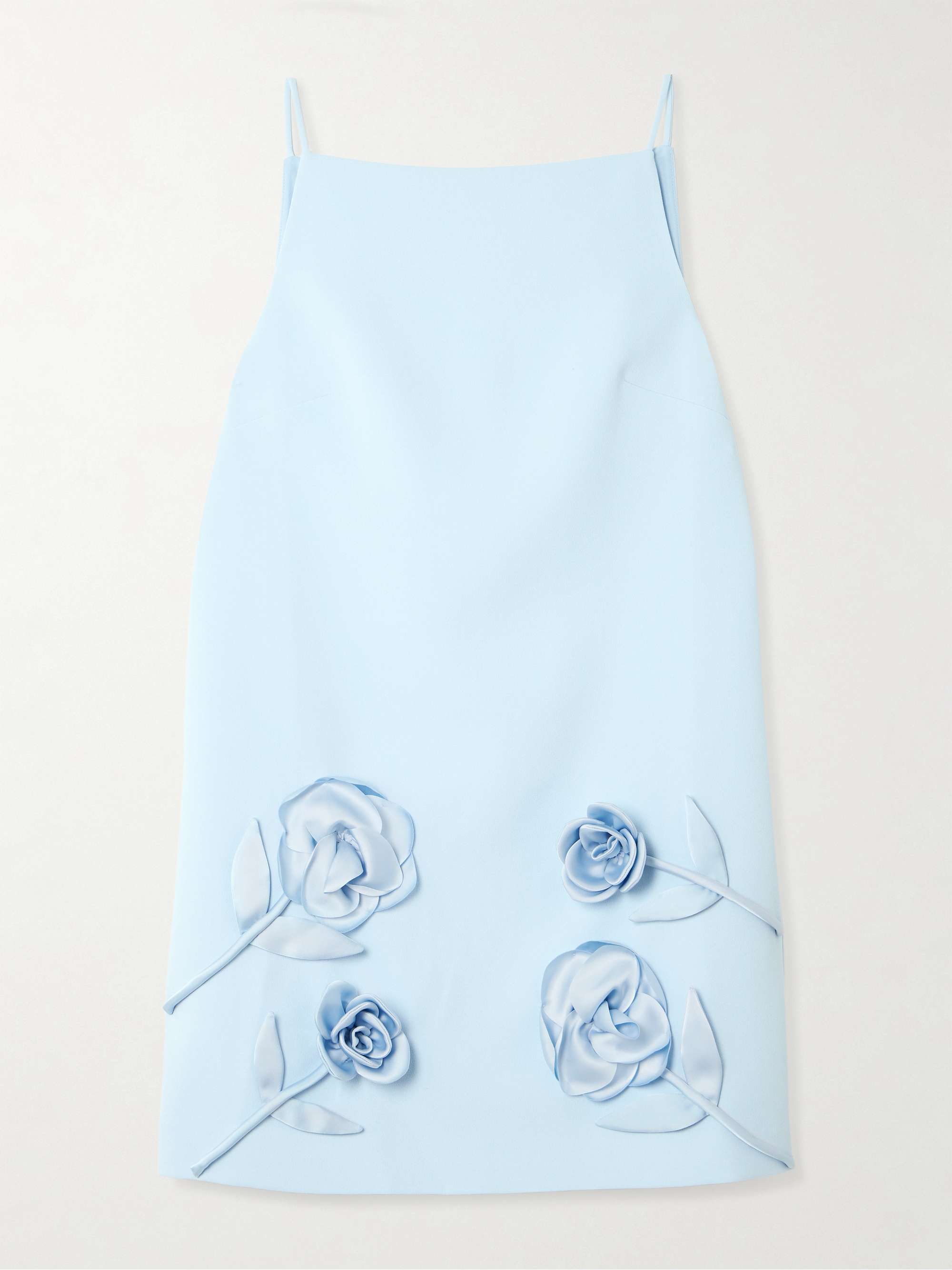 Appliqu&amp;eacute;d Satin-Trimmed Crepe Mini Dress