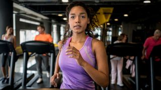 Woman running on treadmill