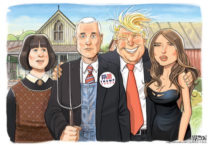 Political cartoon U.S. Trump/Pence contrast