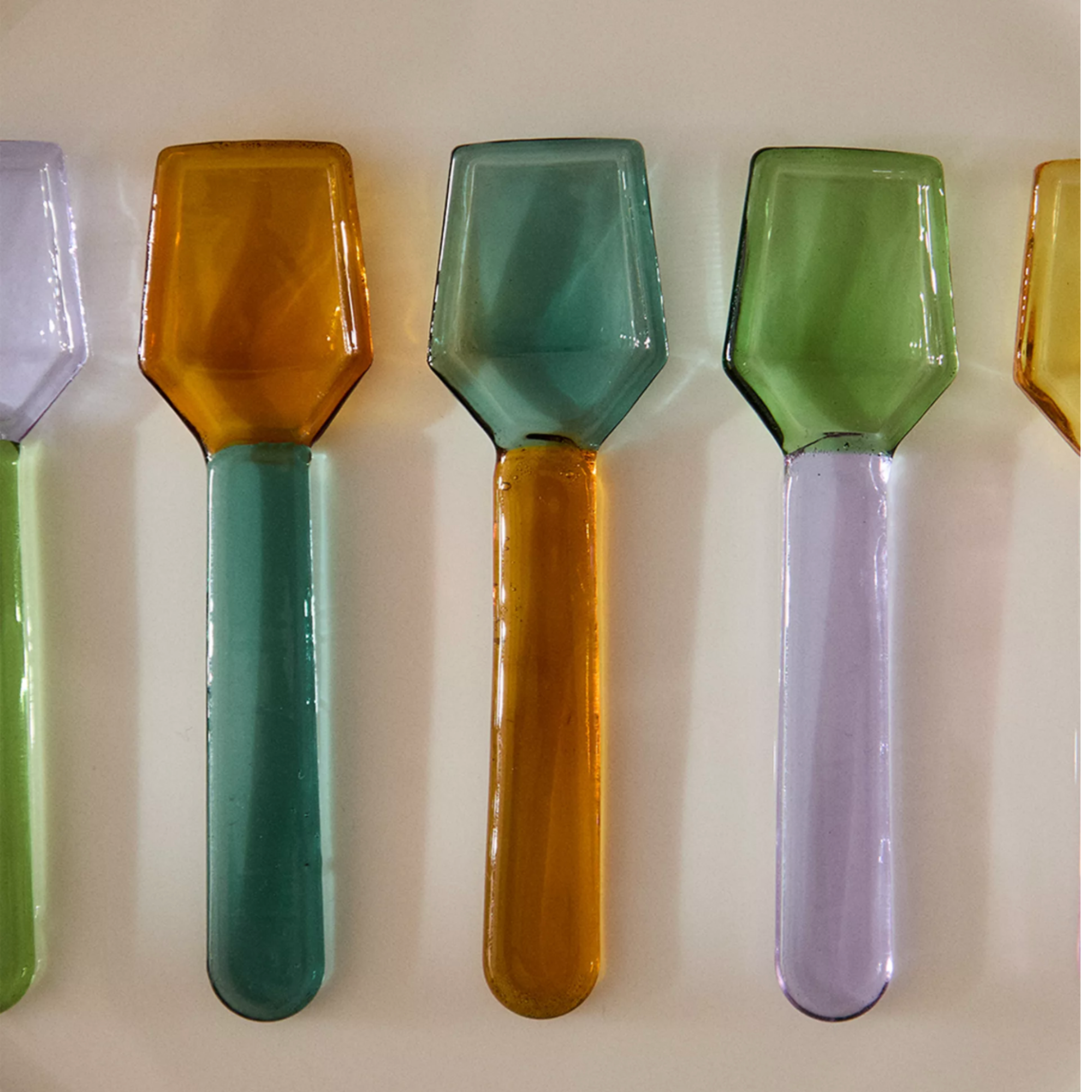 Zara Home, Multicolored Borosilicate Glass Ice Cream Spoons (Pack of 6)