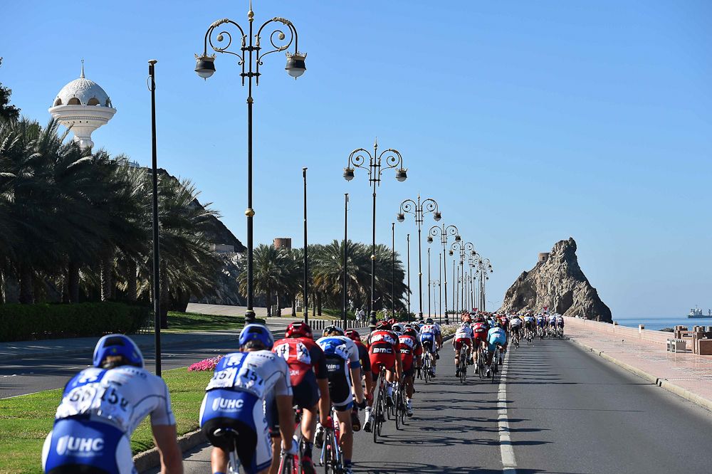 The peloton in action during Oman's final stage.